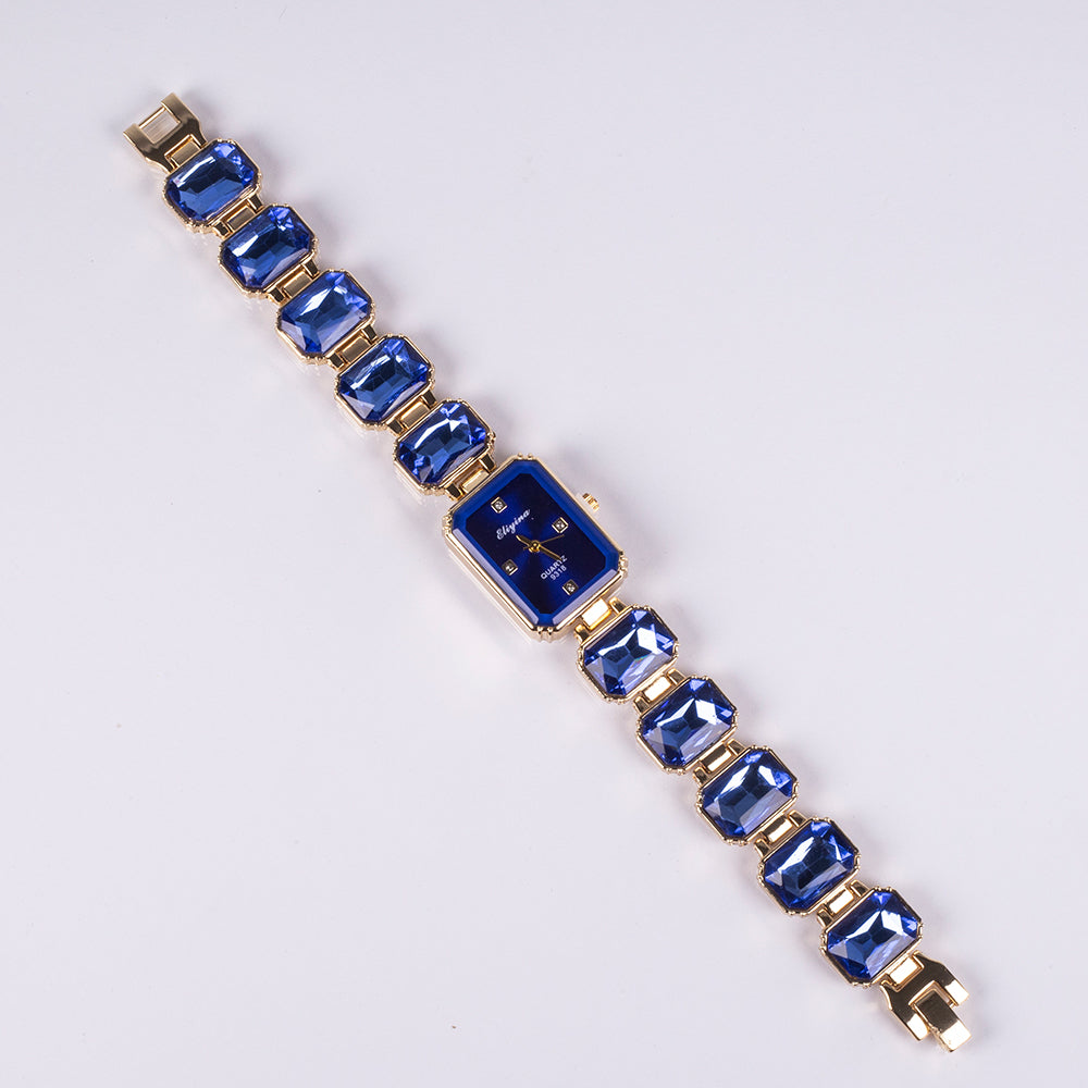Relógio de Liga de Ouro com Cristal Emporia® Azul
