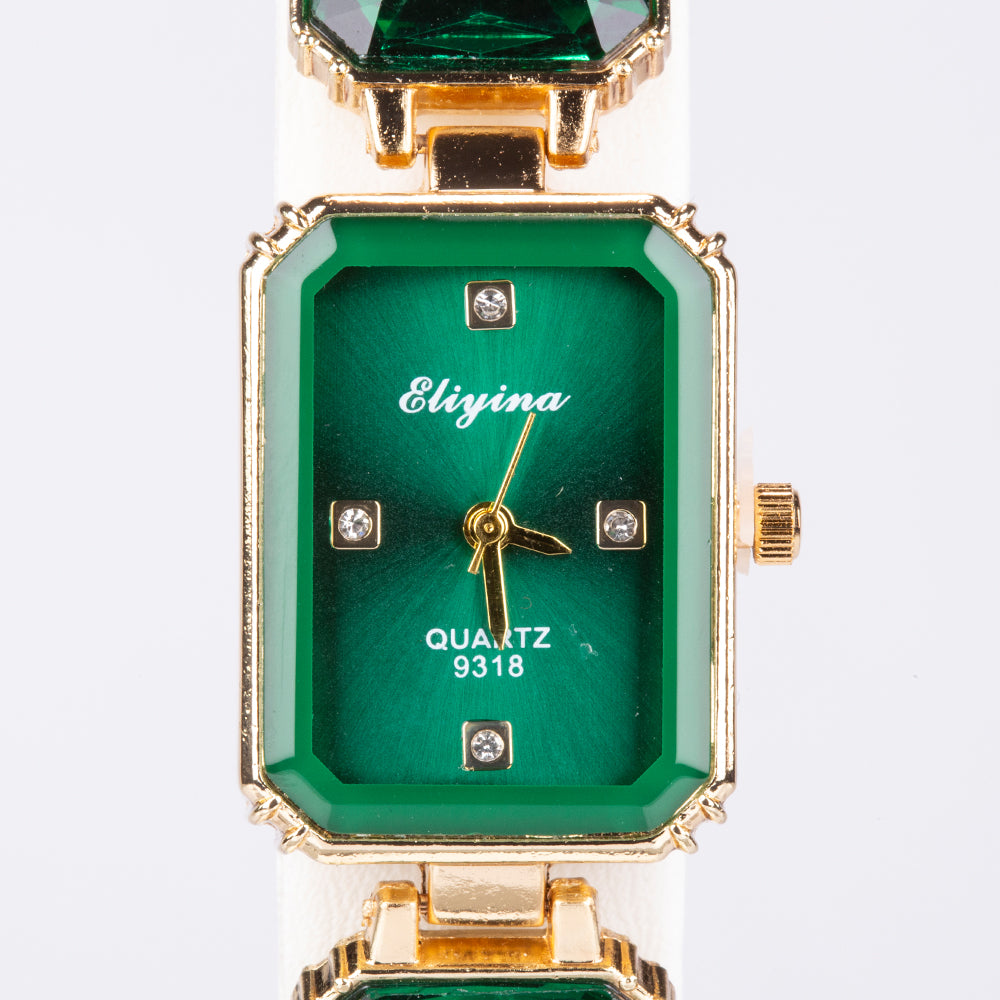 Relógio de Liga de Ouro com Cristal Emporia® Verde