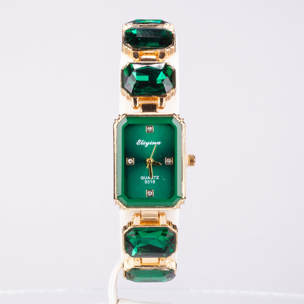 Relógio de Liga de Ouro com Cristal Emporia® Verde