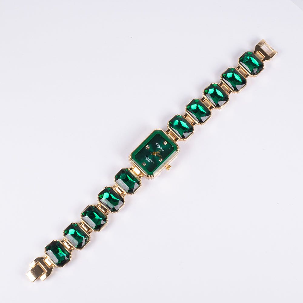 Relógio de Liga de Ouro com Cristal Emporia® Verde