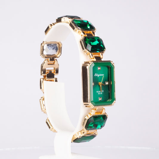 Relógio de Liga de Ouro com Cristal Emporia® Verde