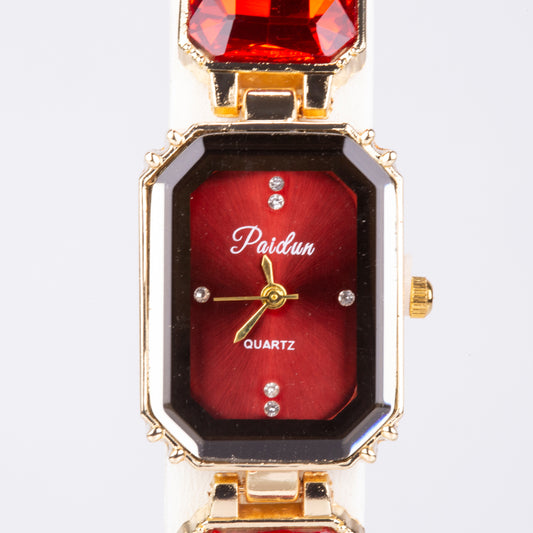 Relógio de Liga de Ouro com Cristal Emporia® Vermelho