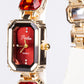Relógio de Liga de Ouro com Cristal Emporia® Vermelho
