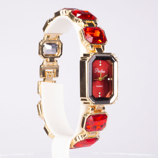 Relógio de Liga de Ouro com Cristal Emporia® Vermelho