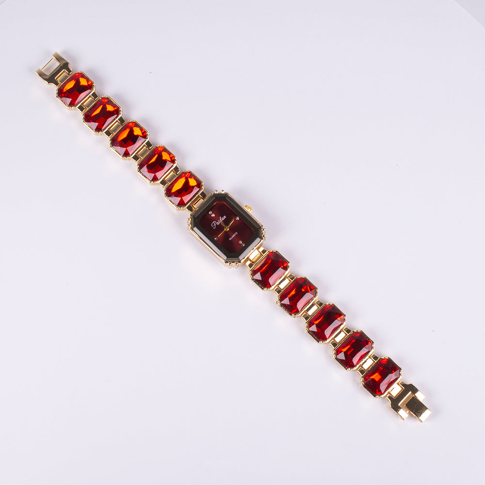 Relógio de Liga de Ouro com Cristal Emporia® Vermelho 5 