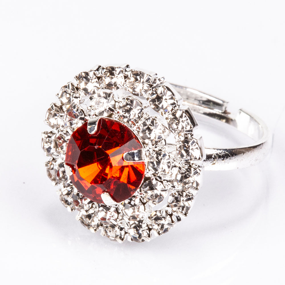 Mala de Liga de Ouro com Cristal Emporia® Vermelho e Cristal Emporia® Branco ( Colar+Brincos+Pulseira+Anel )