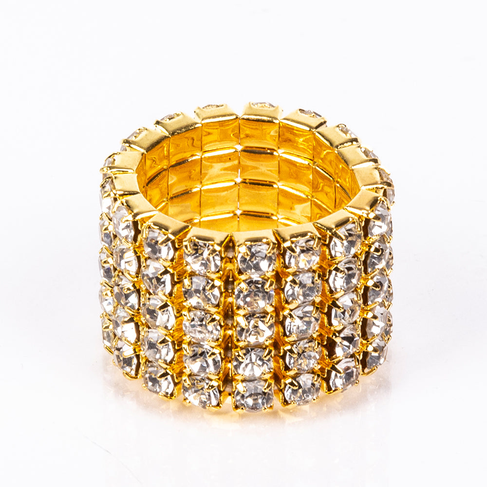 Mala de Liga de Ouro com Cristal Emporia® Branco ( Colar+Brincos+Pulseira+Anel )