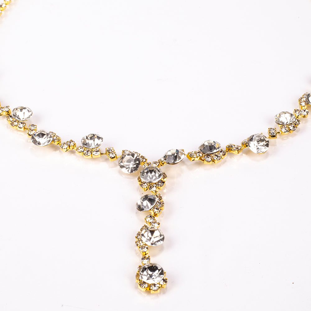 Mala de Liga de Ouro com Cristal Emporia® Branco ( Colar+Brincos+Pulseira+Anel ) 6 