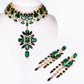 Conjunto de Liga de Ouro com Cristal Emporia® Verde e Cristal Emporia® Branco ( Colar+Brincos )