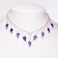 Conjunto de Liga de Ouro com Cristal Emporia® Azul e Cristal Emporia® Branco ( Colar+Brincos )