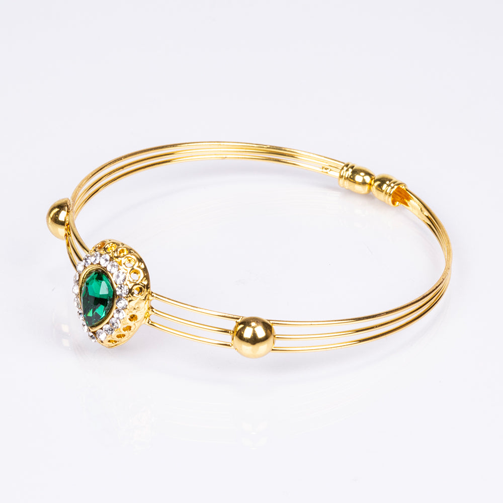 Conjunto de Liga de Ouro com Cristal Emporia® Verde e Cristal Emporia® Branco ( Colar+Brincos+Pulseira+Anel+Pendente )