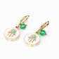 Conjunto de Liga de Ouro com Ágata Verde ( Colar+Brincos+Pulseira )