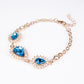 Conjunto de Liga de Ouro com Cristal Emporia® Azul e Cristal Emporia® Branco ( Colar+Brincos+Pulseira )