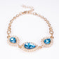 Conjunto de Liga de Ouro com Cristal Emporia® Azul e Cristal Emporia® Branco ( Colar+Brincos+Pulseira )