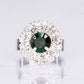 Conjunto de Liga de Ouro com Cristal Emporia® Verde e Cristal Emporia® Branco ( Colar+Brincos+Pulseira+Anel )