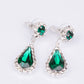 Conjunto de Liga de Ouro com Cristal Emporia® Verde e Cristal Emporia® Branco ( Colar+Brincos+Pulseira+Anel )