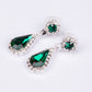 Conjunto de Liga de Ouro com Cristal Emporia® Verde e Cristal Emporia® Branco ( Colar+Brincos+Pulseira+Anel )