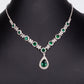 Conjunto de Liga de Ouro com Cristal Emporia® Verde e Cristal Emporia® Branco ( Colar+Brincos+Pulseira+Anel )