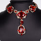 Conjunto de Liga de Ouro com Cristal Emporia® Vermelho e Cristal Emporia® Branco ( Colar+Brincos )