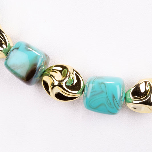 Conjunto Conta com Cristal Emporia® Verde ( Colar+Pulseira )