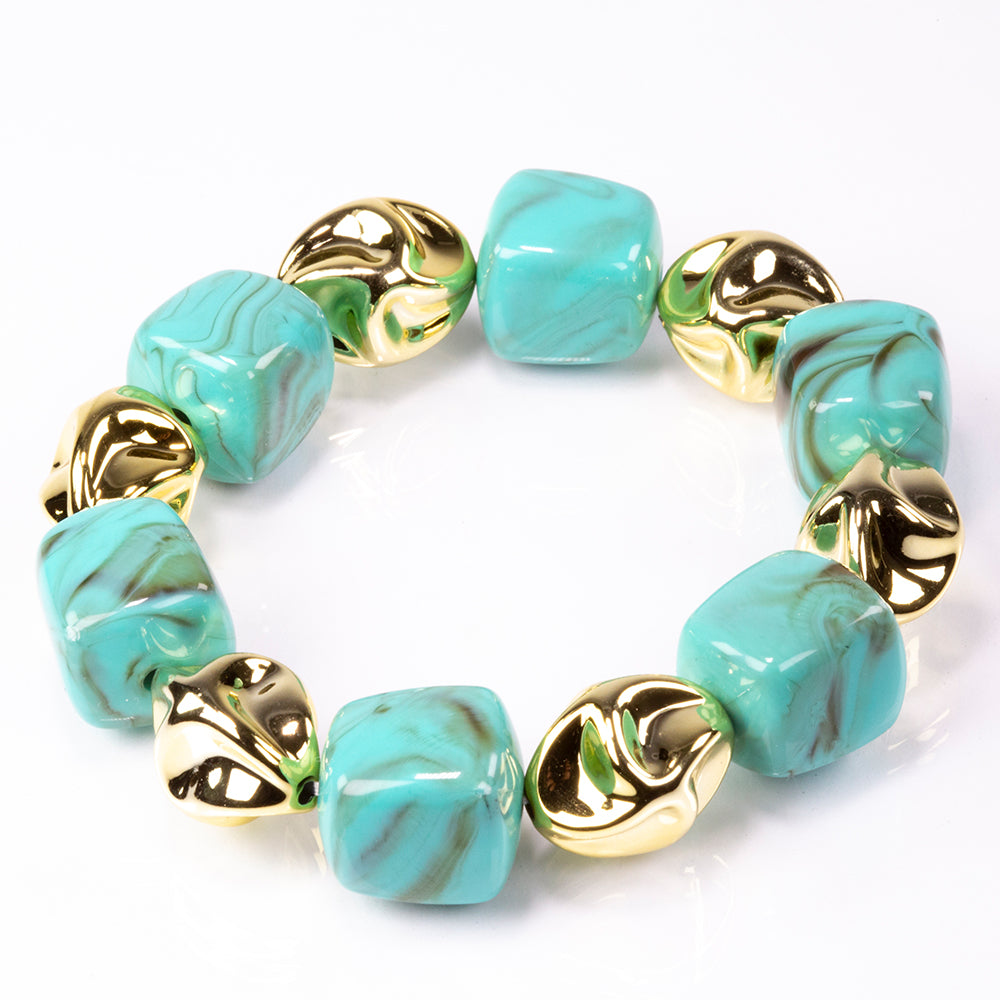 Conjunto Conta com Cristal Emporia® Verde ( Colar+Pulseira )