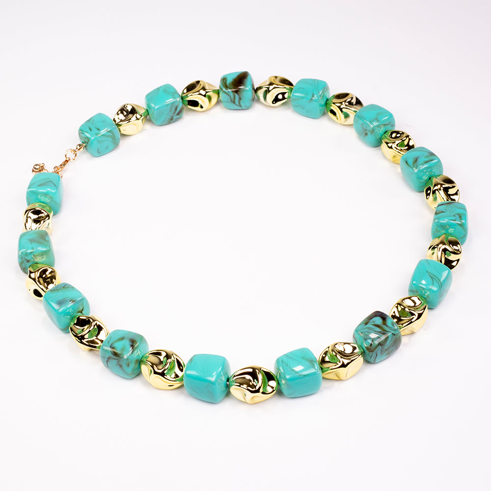 Conjunto Conta com Cristal Emporia® Verde ( Colar+Pulseira ) 4 