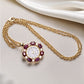 Colar de Liga de Ouro com Rubi e Cristal Emporia® Branco