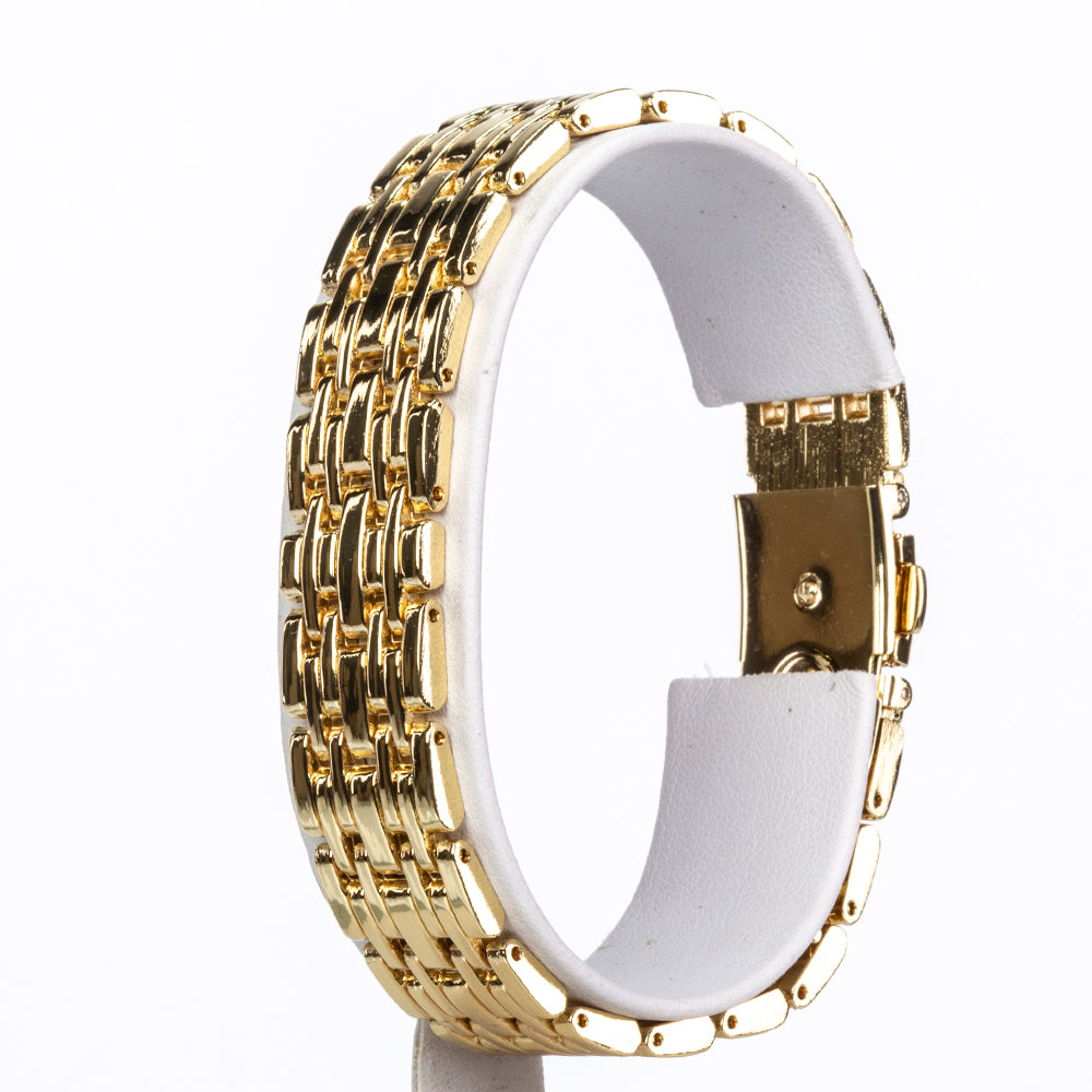 Relógio de Liga de Ouro com Esmeralda e Cristal Emporia® Branco ( Pulseira )