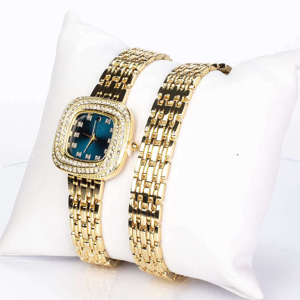 Relógio de Liga de Ouro com Safira e Cristal Emporia® Branco ( Pulseira ) 1 