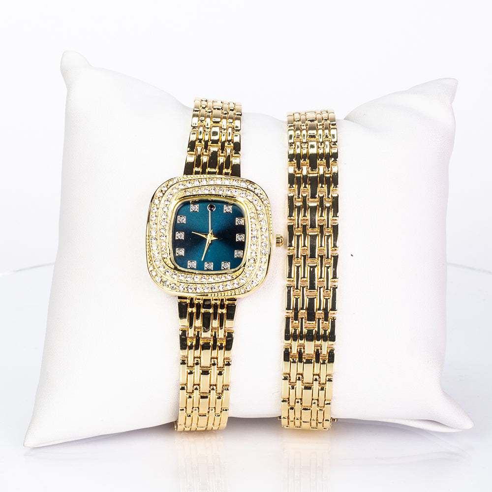 Relógio de Liga de Ouro com Safira e Cristal Emporia® Branco ( Pulseira ) 2 