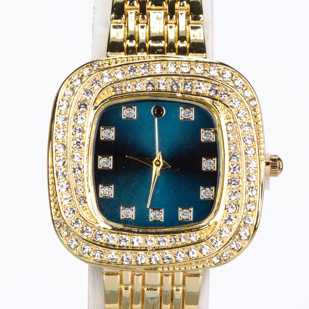 Relógio de Liga de Ouro com Safira e Cristal Emporia® Branco ( Pulseira )