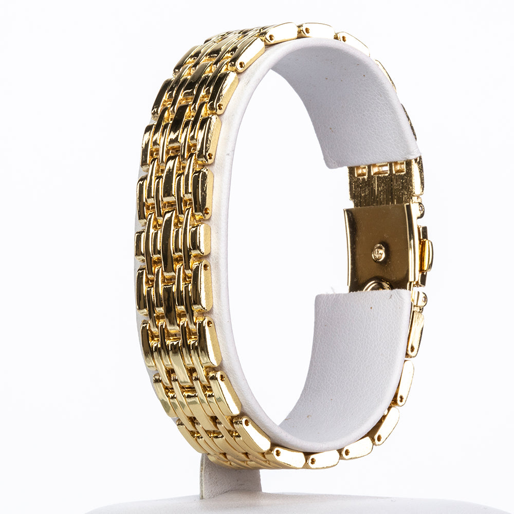 Relógio de Liga de Ouro com Safira e Cristal Emporia® Branco ( Pulseira )