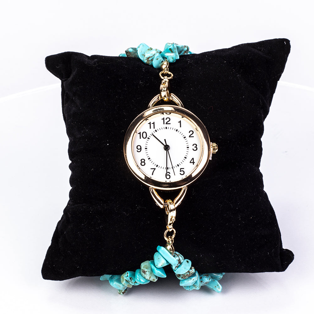 Relógio de Liga de Ouro com Turquesa e Ametista ( Pulseira ) 15 