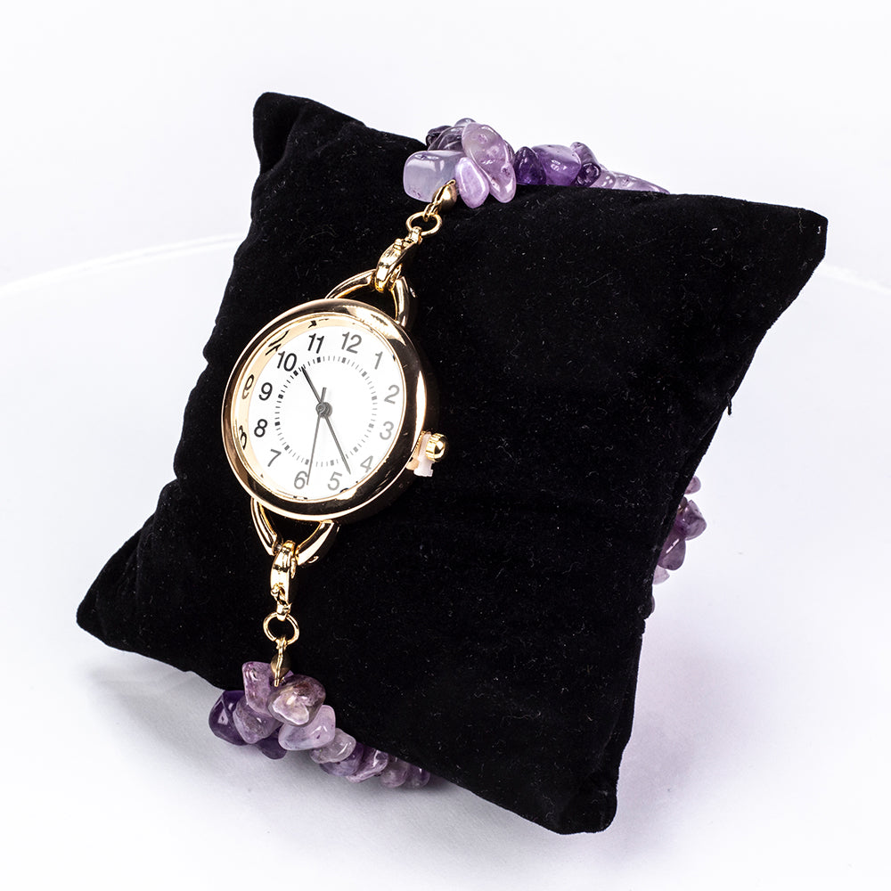 Relógio de Liga de Ouro com Turquesa e Ametista ( Pulseira )