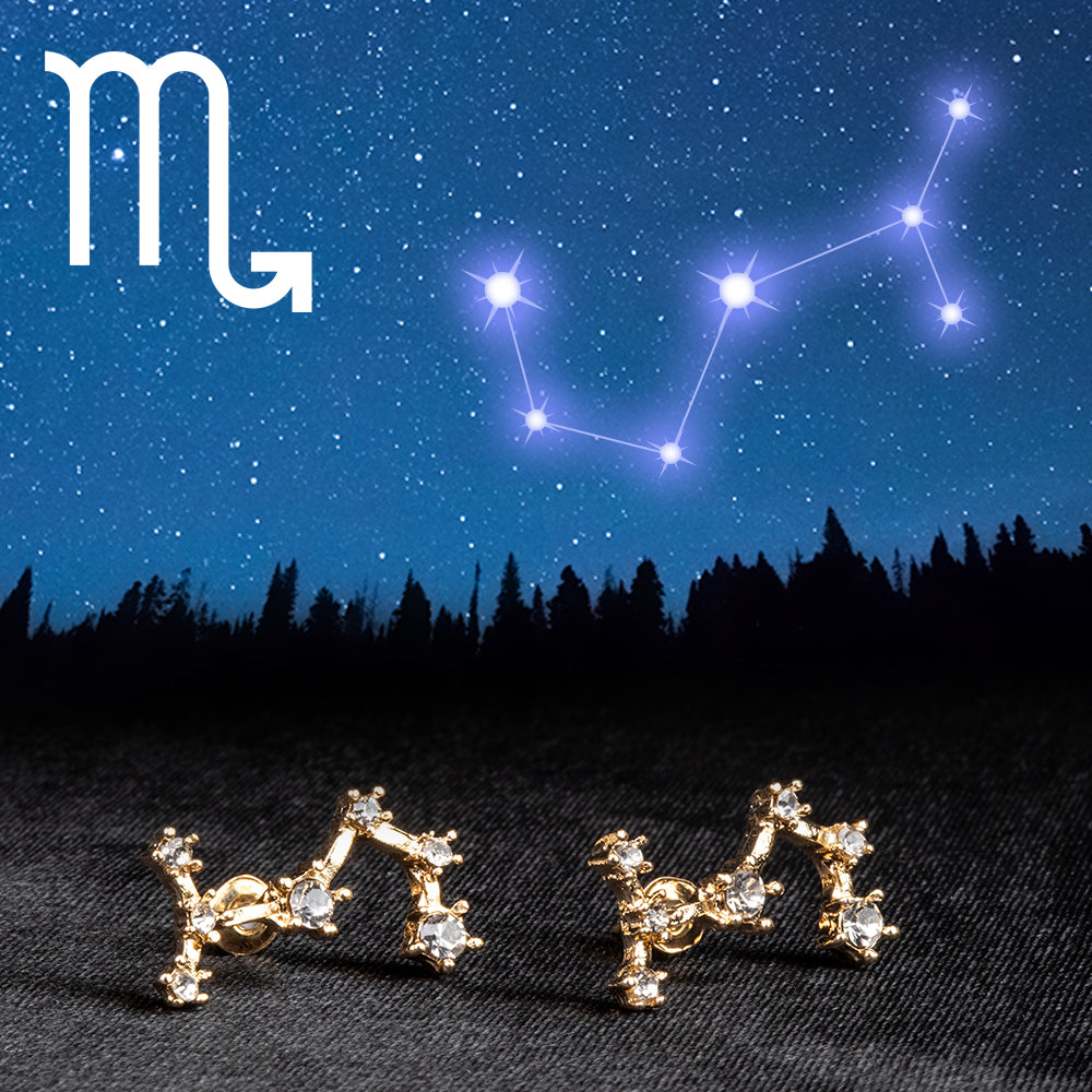 Escorpião Brincos de Liga de Ouro com Cristal Emporia® Branco