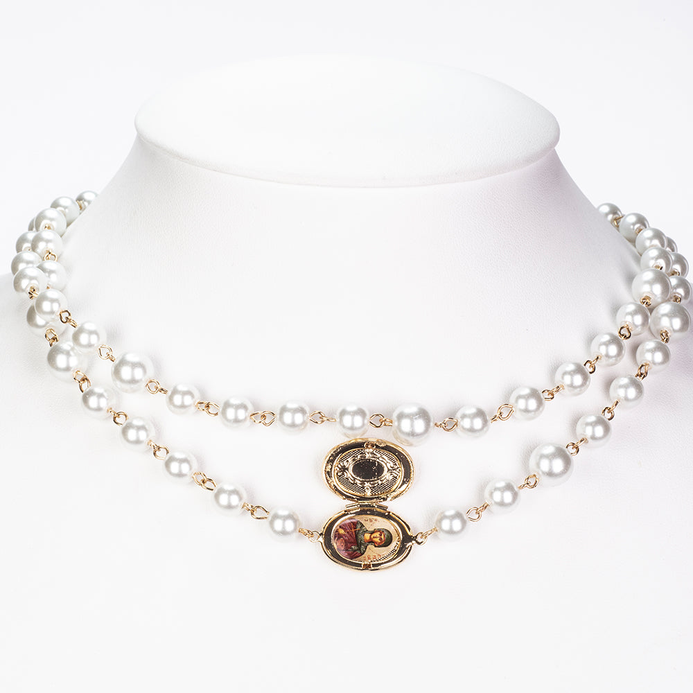 Colar de Liga de Ouro com Pérola de Vidro 1 