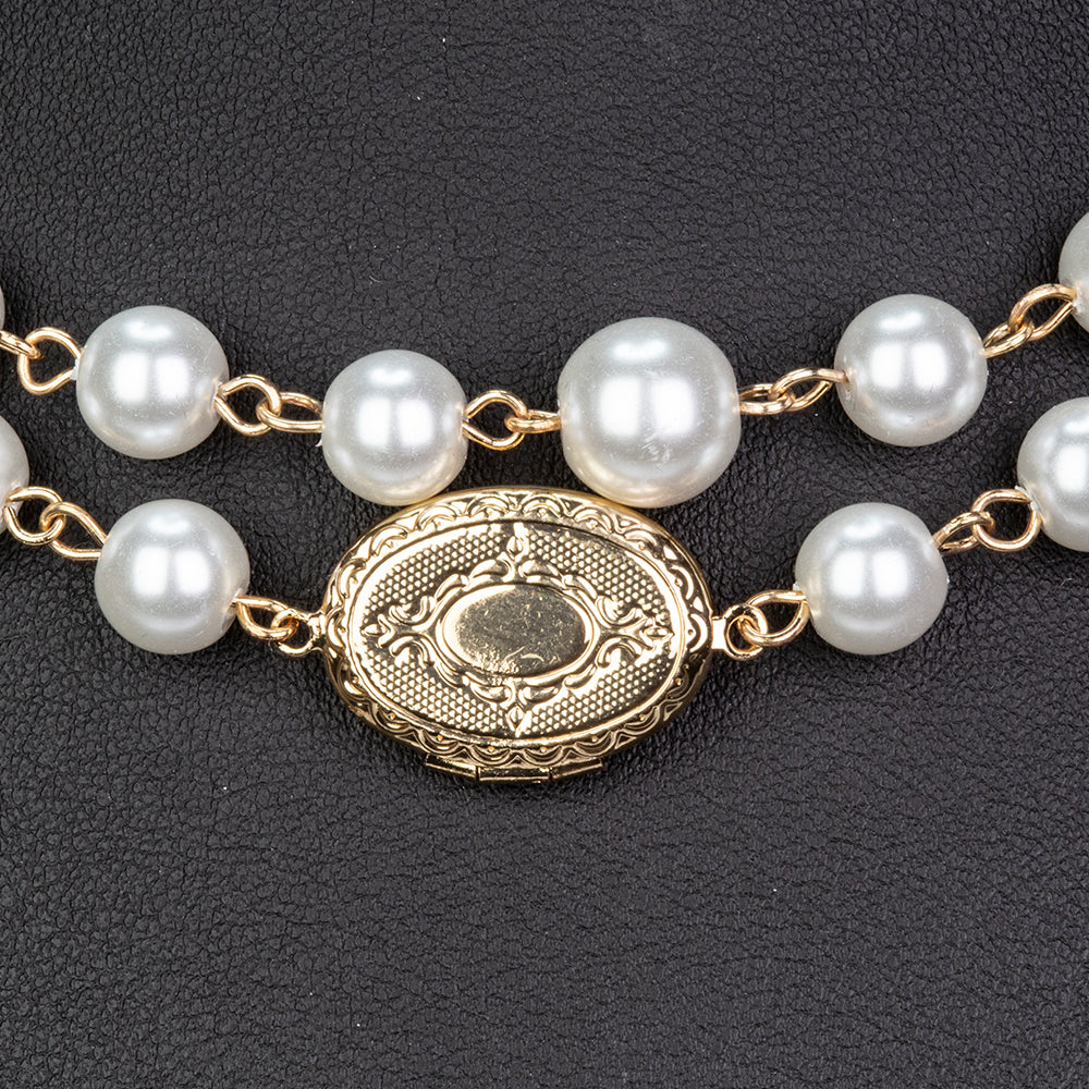 Colar de Liga de Ouro com Pérola de Vidro