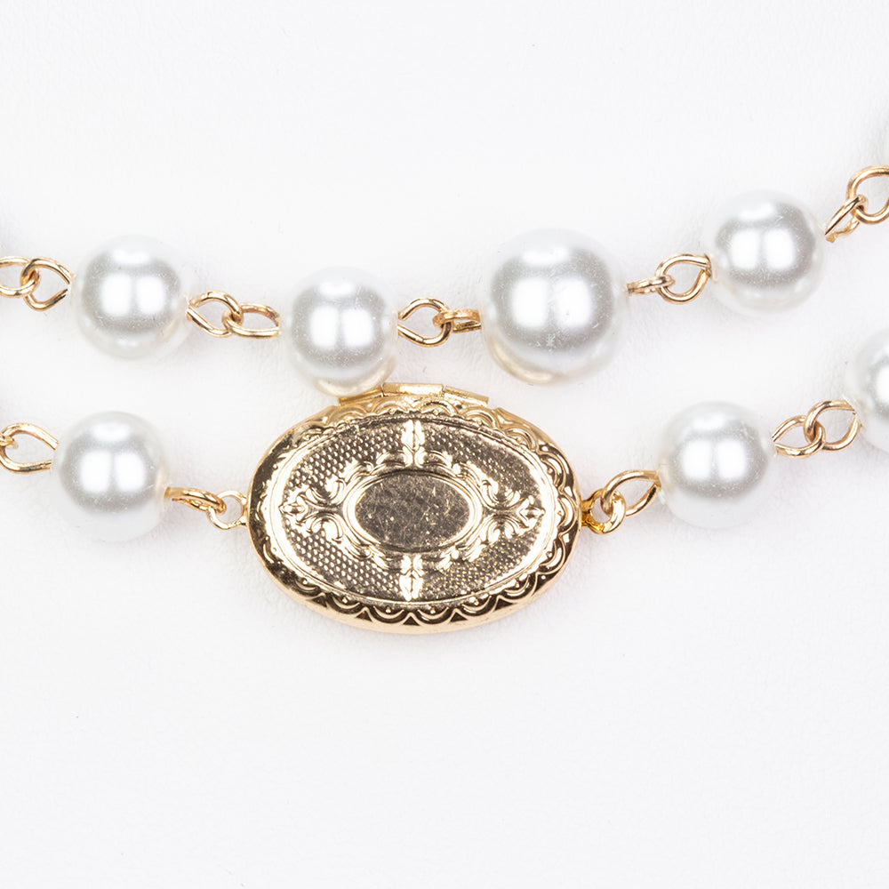 Colar de Liga de Ouro com Pérola de Vidro 5 