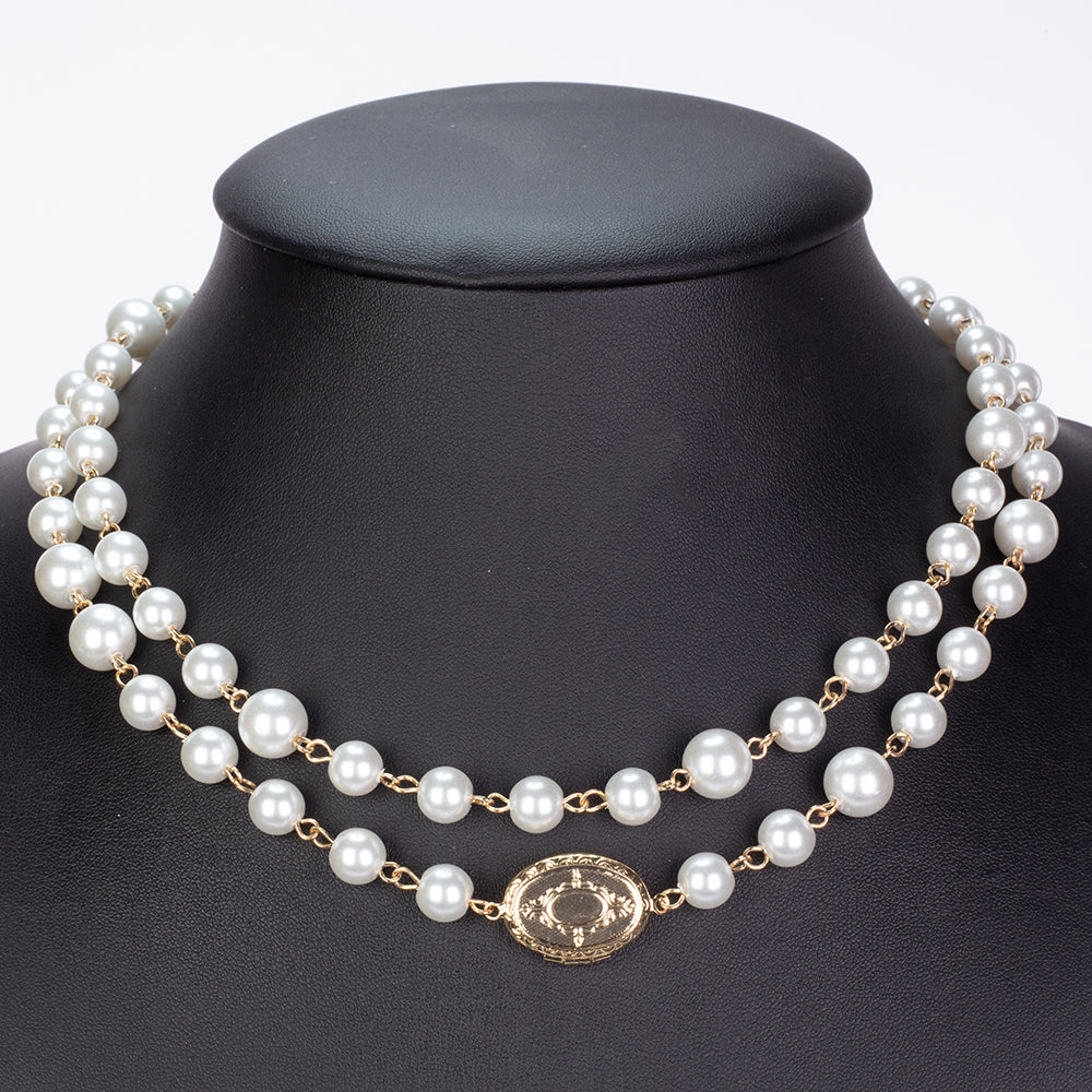 Colar de Liga de Ouro com Pérola de Vidro 7 