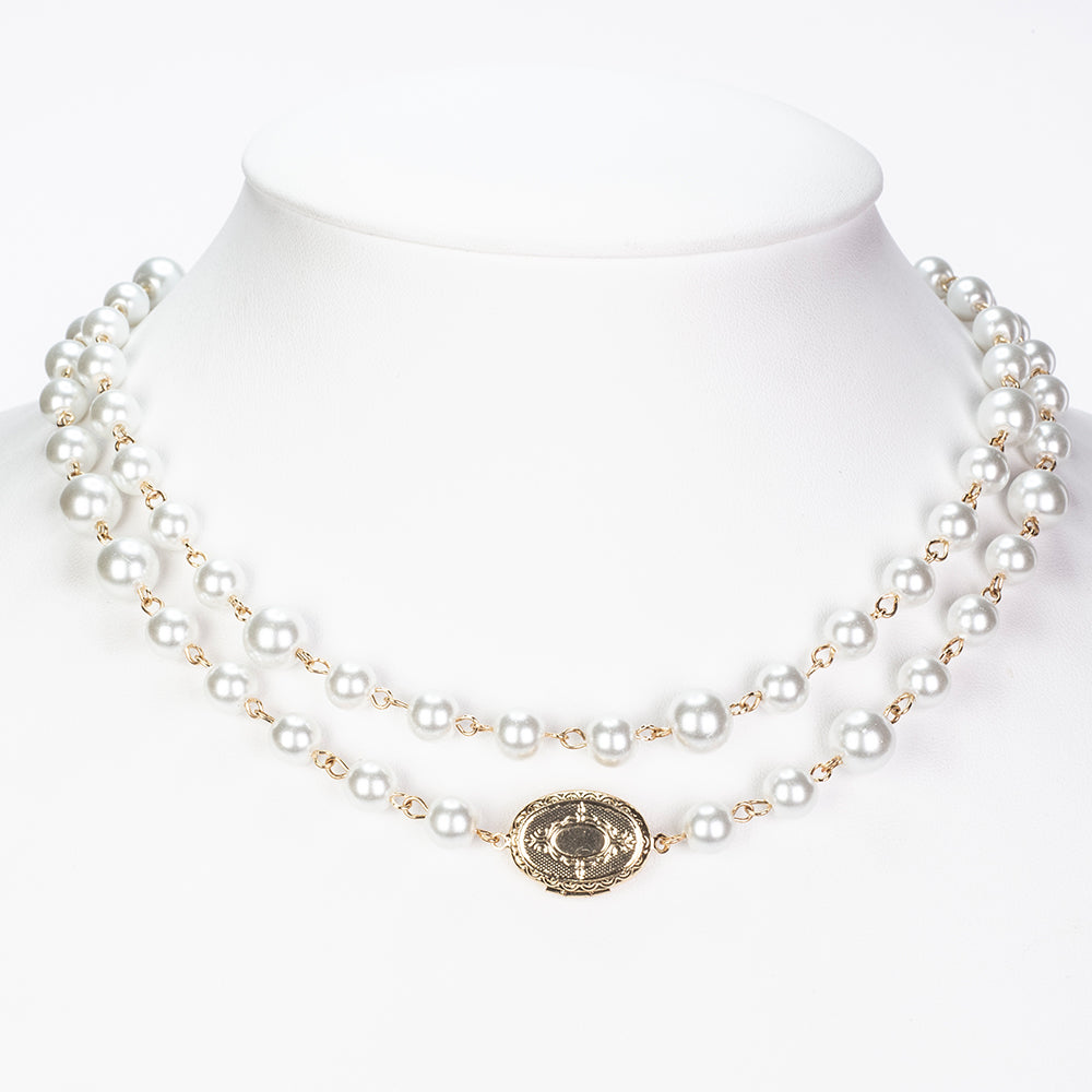 Colar de Liga de Ouro com Pérola de Vidro 8 