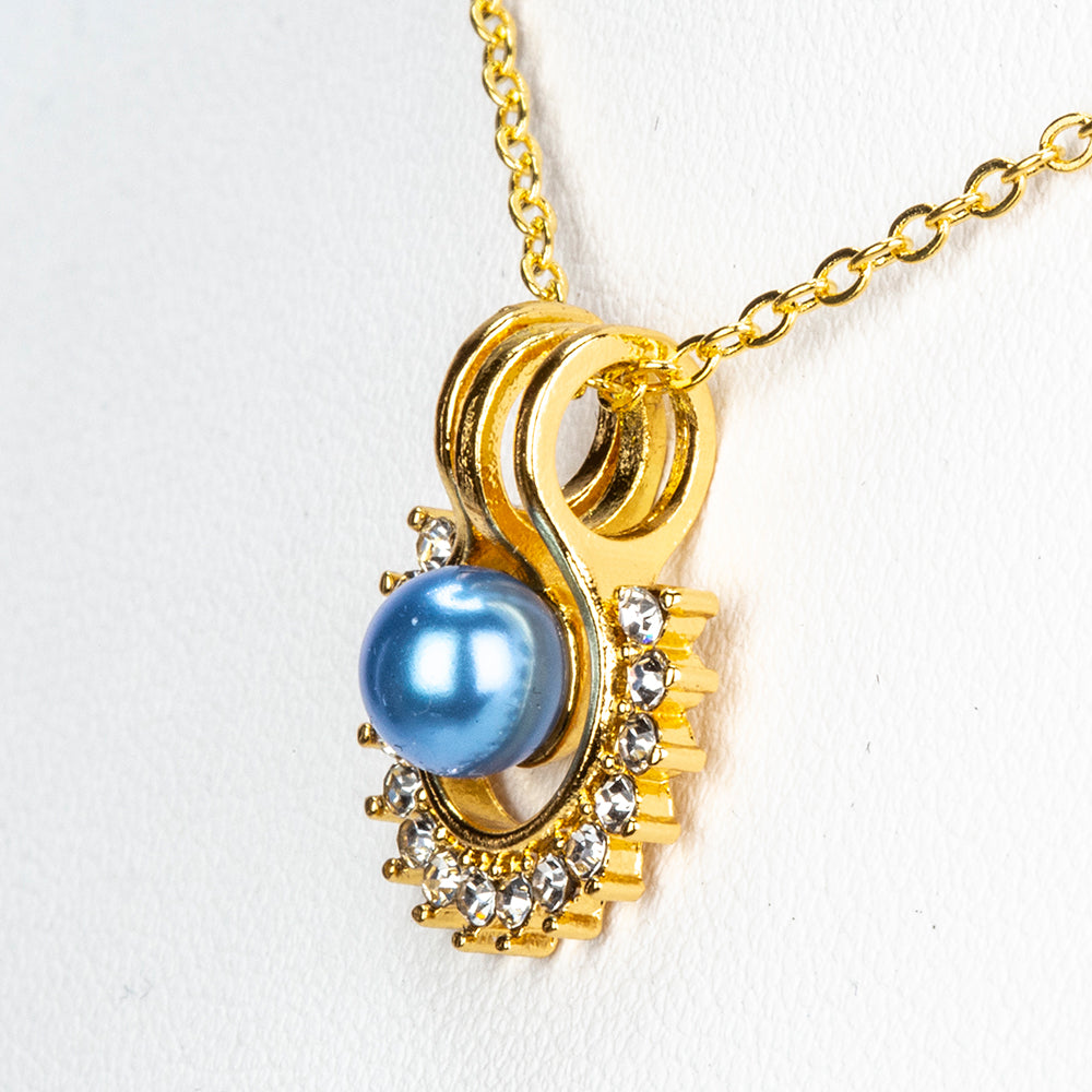 Conjunto de Liga de Ouro com Pérola de Água Doce Branca e Cristal Emporia® Branco ( Colar+Brincos+Pendente ) 7 