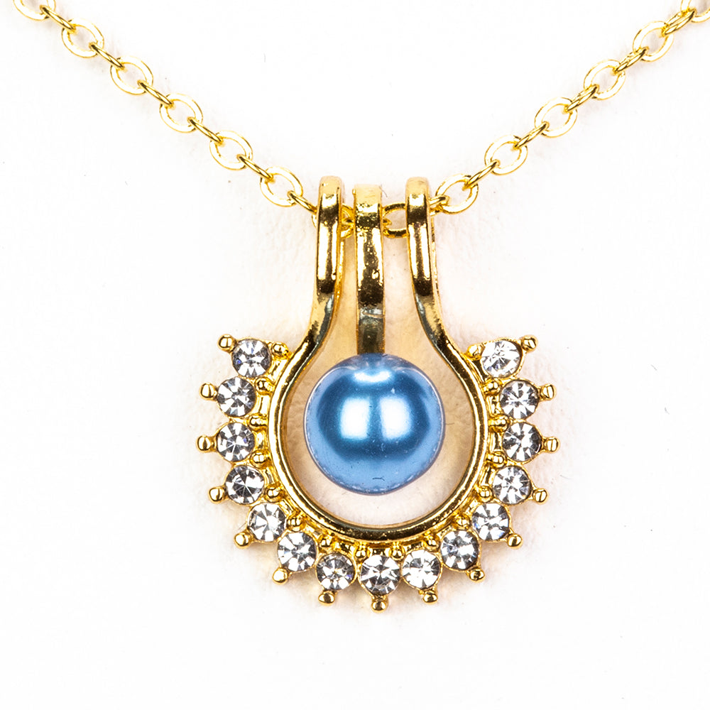 Conjunto de Liga de Ouro com Pérola de Água Doce Branca e Cristal Emporia® Branco ( Colar+Brincos+Pendente )