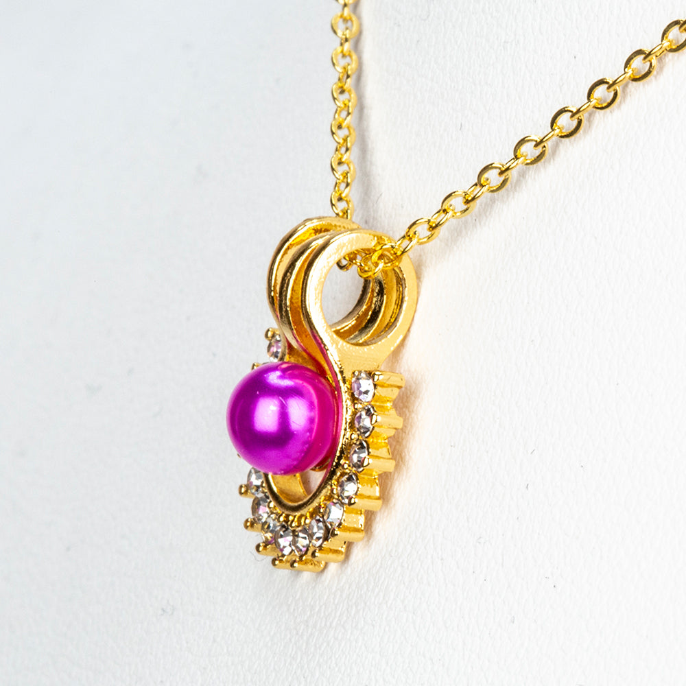 Conjunto de Liga de Ouro com Pérola de Água Doce Branca e Cristal Emporia® Branco ( Colar+Brincos+Pendente )