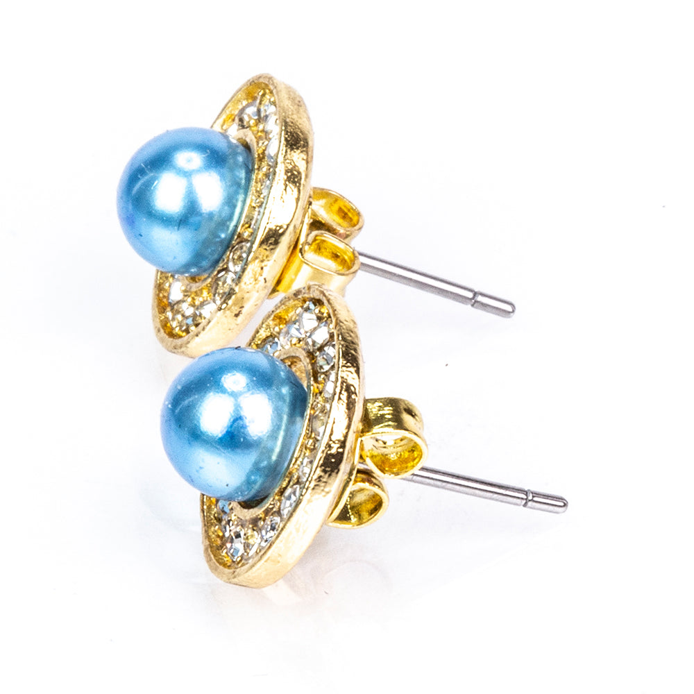 Conjunto de Liga de Ouro com Pérola de Água Doce Branca e Cristal Emporia® Branco ( Colar+Brincos+Pendente ) 14 