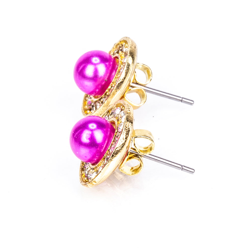 Conjunto de Liga de Ouro com Pérola de Água Doce Branca e Cristal Emporia® Branco ( Colar+Brincos+Pendente ) 17 