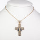 Cruz Colar de Liga de Ouro com Cristal Emporia® Azul e Cristal Emporia® Branco