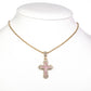 Cruz Conjunto de Liga de Ouro com Cristal Emporia® Rosa e Cristal Emporia® Branco ( Colar+Pulseira+Anel+Pendente )