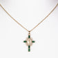 Cruz Colar de Liga de Ouro com Esmeralda e Cristal Emporia® Branco ( Colar+Pendente )
