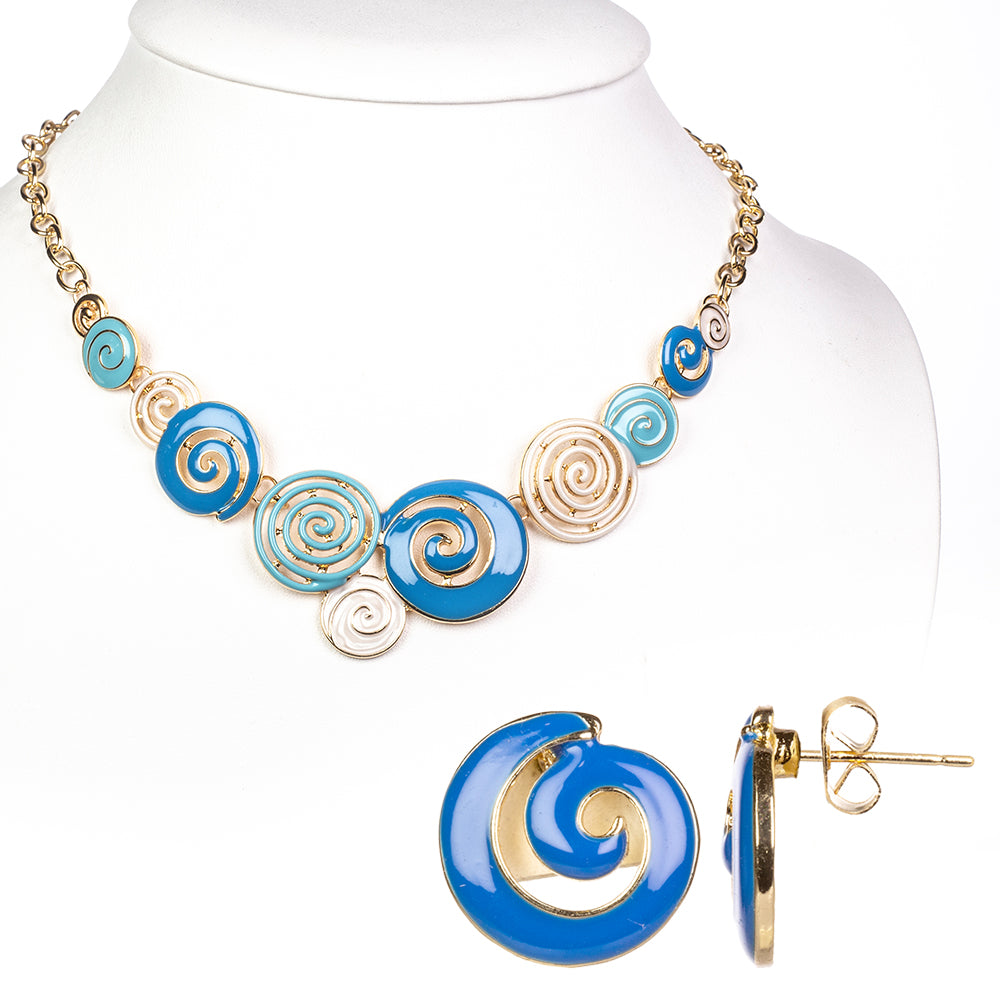 Conjunto de Liga de Ouro com Esmalte ( Colar+Brincos ) 1 