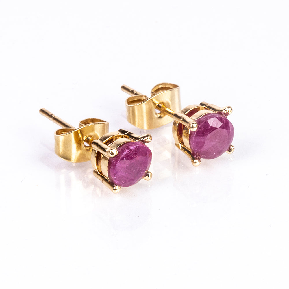 Conjunto de Liga de Ouro com Rubi e Cristal Emporia® Branco ( Colar+Brincos+Anel+Pendente )